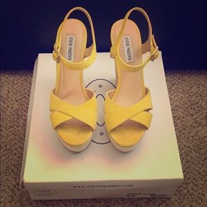 Yellow suede wedges